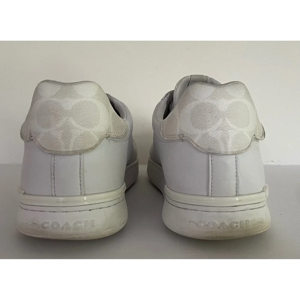 Coach Mens Clip Low Top White Leather Sneakers Quiet Luxury Vacation Preppy 13D